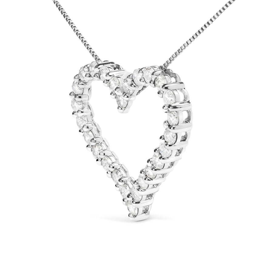 .925 Sterling Silver 2.0 Cttw Diamond Open Heart 18
