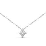 10K Gold 1/5 Cttw Bezel Set Princess Diamond Kite Shaped Solitaire Pendent Necklace-2 thumbnail 3