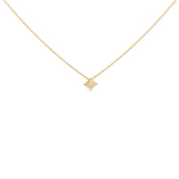 10K Gold 1/5 Cttw Bezel Set Princess Diamond Kite Shaped Solitaire Pendent Necklace