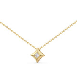 10K Gold 1/5 Cttw Bezel Set Princess Diamond Kite Shaped Solitaire Pendent Necklace-3 thumbnail 4