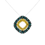 .925 Sterling Silver 1/2 Cttw Treated Blue and Yellow Diamond Double Square 18