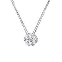 14K White Gold 1/4 Cttw Shared Prong Set Round-Ct Diamond 7 Stone Floral Cluster 18