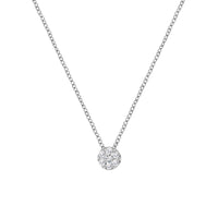 14K White Gold 1/4 Cttw Shared Prong Set Round-Ct Diamond 7 Stone Floral Cluster 18