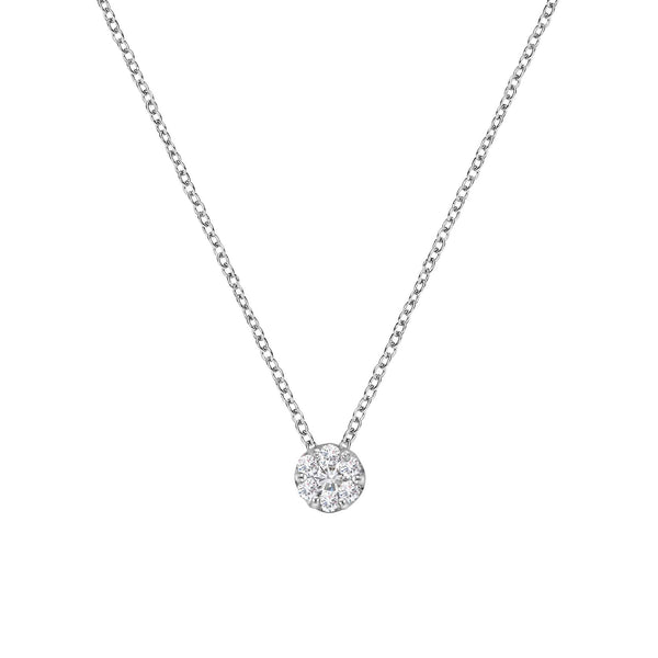 14K White Gold 1/4 Cttw Shared Prong Set Round-Ct Diamond 7 Stone Floral Cluster 18