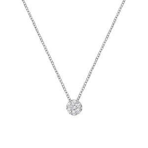 14K White Gold 1/4 Cttw Shared Prong Set Round-Ct Diamond 7 Stone Floral Cluster 18