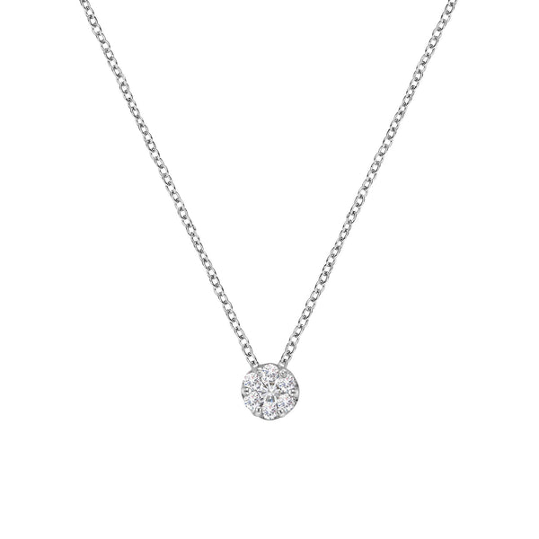 14K White Gold 1/4 Cttw Shared Prong Set Round-Ct Diamond 7 Stone Floral Cluster 18