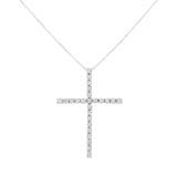 .925 Sterling Silver 2 1/2 cttw Diamond Cross Pendant Necklace (H-I, I2-I3)-3 thumbnail 4