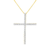 .925 Sterling Silver 2 1/2 cttw Diamond Cross Pendant Necklace (H-I, I2-I3)-0 thumbnail 1