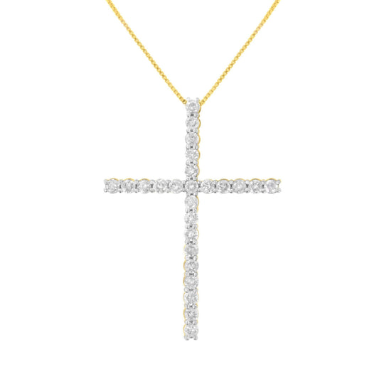 .925 Sterling Silver 2 1/2 cttw Diamond Cross Pendant Necklace (H-I, I2-I3)-0