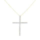 .925 Sterling Silver 2 1/2 cttw Diamond Cross Pendant Necklace (H-I, I2-I3)-2 thumbnail 3