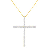 925 sterling silver cross necklace with round diamond stones on box chain thumbnail 1