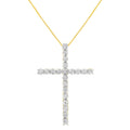 10K yellow gold cross pendant necklace with round diamond stones