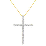 10K Yellow Gold Plated .925 Sterling Silver 4.0 Cttw Round Cut Diamond Cross Pendant Necklace (J-K Color, I1-I2 Clarity) - 18