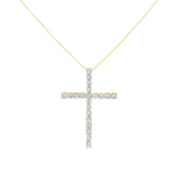 10K Yellow Gold Plated .925 Sterling Silver 4.0 Cttw Round Cut Diamond Cross Pendant Necklace (J-K Color, I1-I2 Clarity) - 18