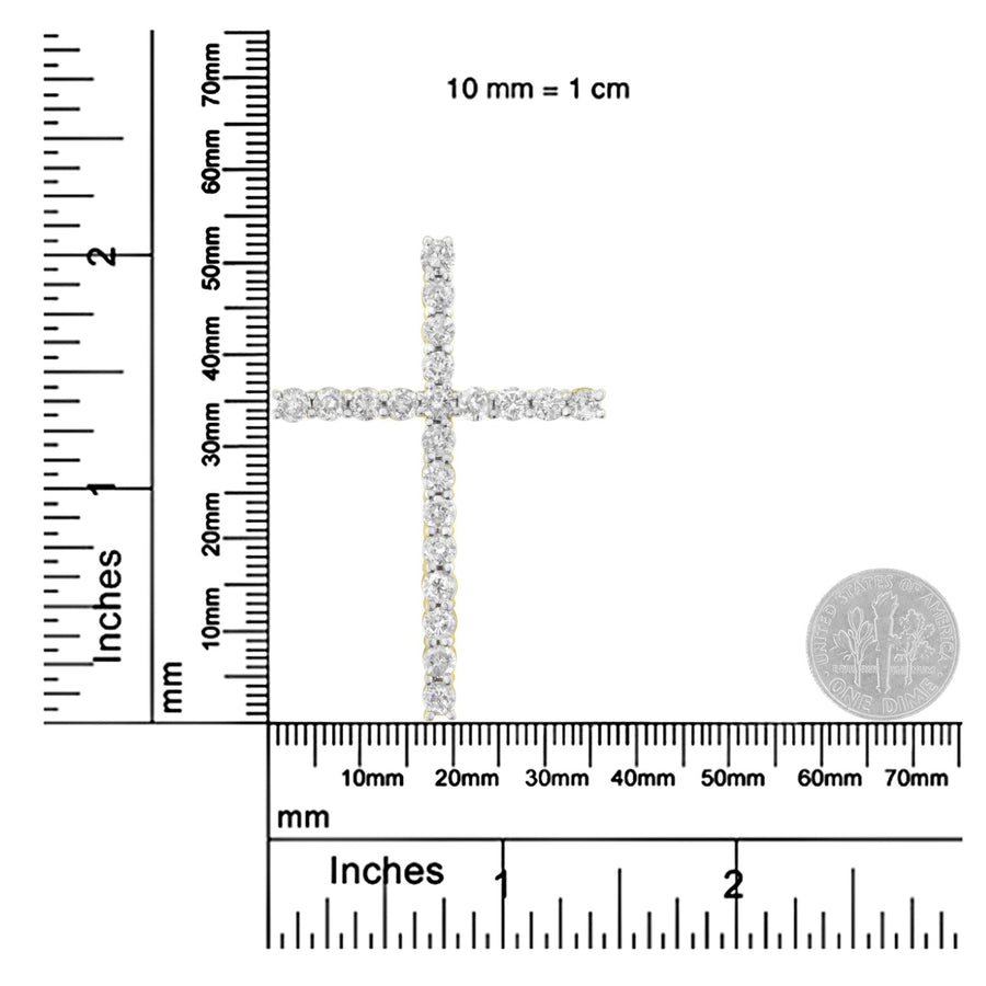10K Yellow Gold Plated .925 Sterling Silver 4.0 Cttw Round Cut Diamond Cross Pendant Necklace (J-K Color, I1-I2 Clarity) - 18