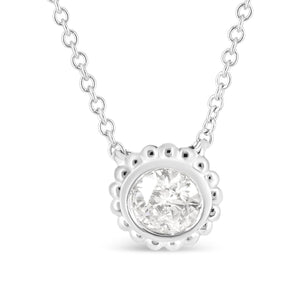 10K White Gold 1/2 Cttw Bezel Set Round Diamond Sunflower Finish 18