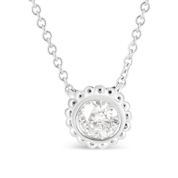 10K White Gold 1/2 Cttw Bezel Set Round Diamond Sunflower Finish 18