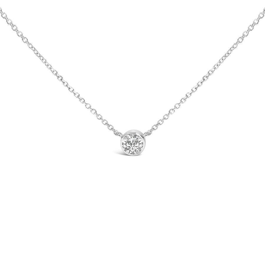 14K White Gold 1.00 Cttw Bezel Set Round Lab-Grown Diamond Solitaire 18