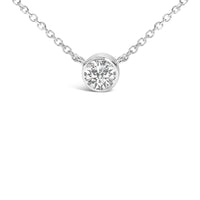 14K White Gold 1.00 Cttw Bezel Set Round Lab-Grown Diamond Solitaire 18