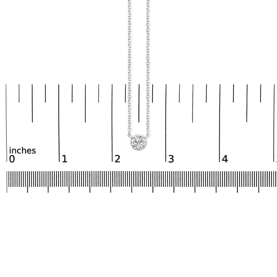 14K White Gold 1.00 Cttw Bezel Set Round Lab-Grown Diamond Solitaire 18