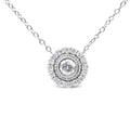 925 sterling silver necklace with round diamond halo circle pendant