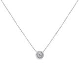 .925 Sterling Silver 1/2 Cttw Round Diamond Halo Circle Pendant 18