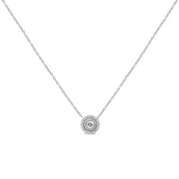 .925 Sterling Silver 1/2 Cttw Round Diamond Halo Circle Pendant 18