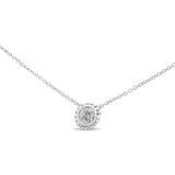 10K White Gold 1/4 Cttw Bezel-Set Round Diamond Solitaire Floral Pendant 18