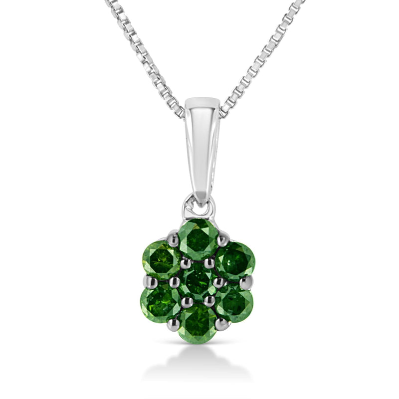 .925 Sterling Silver Prong Set Color Treated Diamond Floral Cluster 18