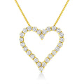 14K Yellow Gold Plated .925 Sterling Silver 2.00 Cttw Shared Prong-Set Round Brilliant-Cut Diamond Open Heart 18" Pendant Necklace (K-L Color, I2-I3 Clarity)-0