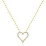 14K Yellow Gold Plated .925 Sterling Silver 2.00 Cttw Shared Prong-Set Round Brilliant-Cut Diamond Open Heart 18