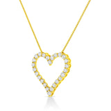14K Yellow Gold Plated .925 Sterling Silver 2.00 Cttw Shared Prong-Set Round Brilliant-Cut Diamond Open Heart 18