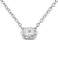 14K white gold necklace with one oval diamond east-west solitaire pendant