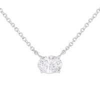 IGI Certified 14k White Gold 1/2 cttw Lab Grown Oval Shape Solitaire Diamond East West 18