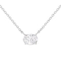 10K white gold necklace with one oval diamond in east-west solitaire setting