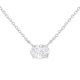 10K white gold necklace with one oval diamond in east-west solitaire setting thumbnail 1