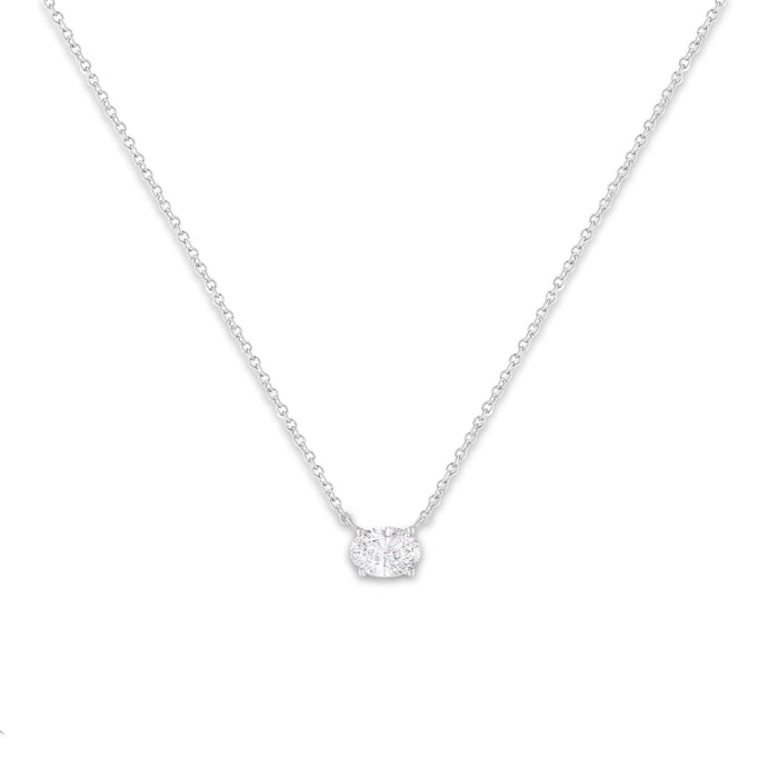 IGI Certified 10K White Gold 1/2 cttw Lab Grown Oval Shape Solitaire Diamond East West 18