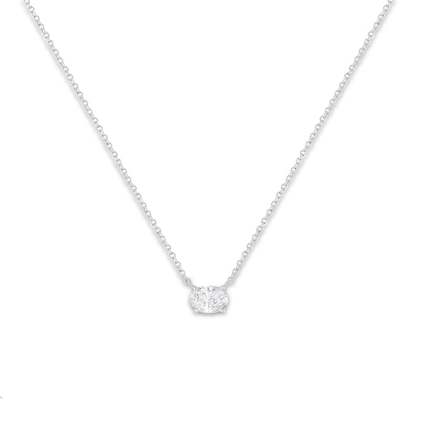 IGI Certified 10K White Gold 1/2 cttw Lab Grown Oval Shape Solitaire Diamond East West 18