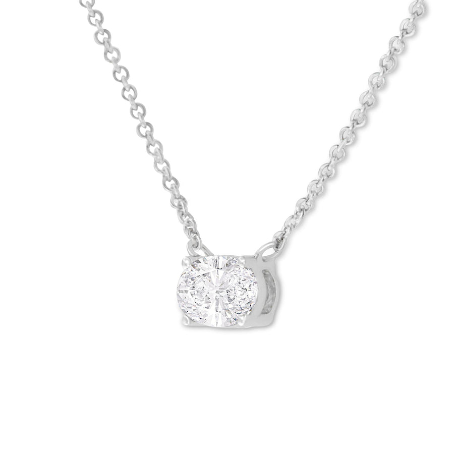IGI Certified 10K White Gold 1/2 cttw Lab Grown Oval Shape Solitaire Diamond East West 18