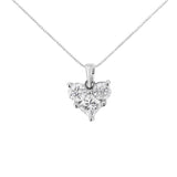 10K White Gold 1.0 Cttw Round-Cut and Princess-Cut Diamond Heart Shaped 18
