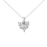 10K White Gold 1.0 Cttw Round-Cut and Princess-Cut Diamond Heart Shaped 18