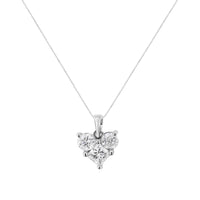 10K White Gold 1.0 Cttw Round-Cut and Princess-Cut Diamond Heart Shaped 18