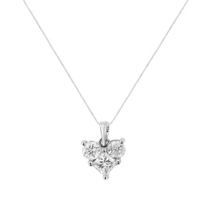 10K White Gold 1.0 Cttw Round-Cut and Princess-Cut Diamond Heart Shaped 18