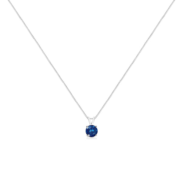14K White Gold 1/2 Cttw Round Brilliant Cut Lab Grown Diamond 4 Prong Solitaire Pendant Necklace