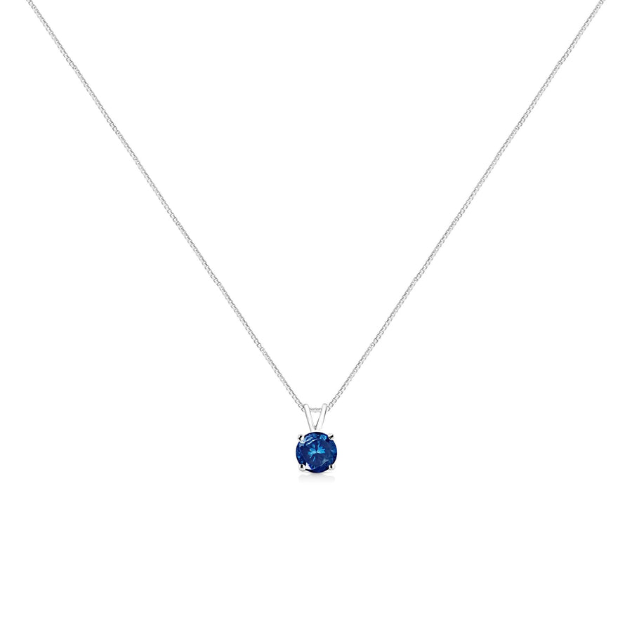 14K White Gold 1/2 Cttw Round Brilliant Cut Lab Grown Diamond 4 Prong Solitaire Pendant Necklace
