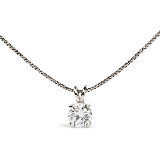 10K White Gold 1/2 Cttw Lab Grown Diamond Solitaire Pendant Necklace