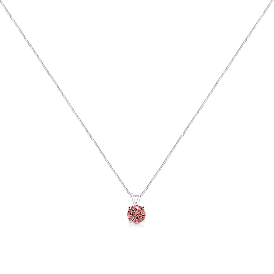 14K White Gold 1/2 Cttw Round Brilliant Cut Lab Grown Diamond 4 Prong Solitaire Pendant Necklace