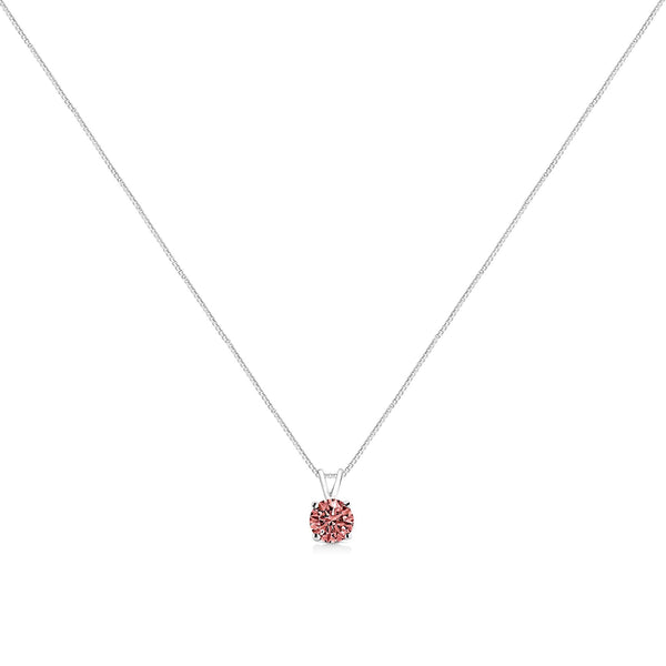 14K White Gold 1/2 Cttw Round Brilliant Cut Lab Grown Diamond 4 Prong Solitaire Pendant Necklace
