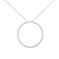 925 sterling silver necklace with round diamond open circle hoop pendant