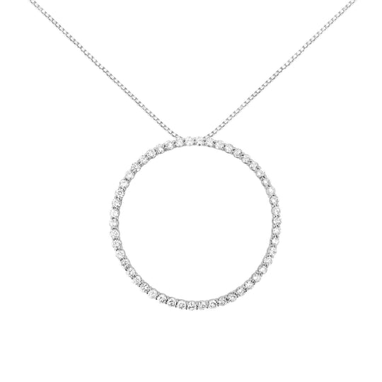 .925 Sterling Silver 4 cttw Prong Set, Round-Cut Diamond Open Circle Hoop 18" Pendant Necklace (J-K Color, I1-I2 Clarity)-0